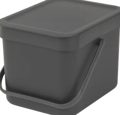 Affaldsspand m/låg sort.kon. 6 ltr