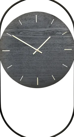 A-Wall Clock - Black with black metal ring