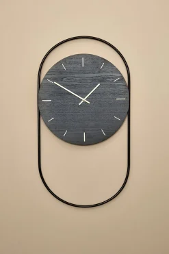 A-Wall Clock - Black with black metal ring