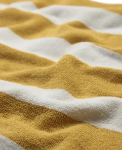 Beach towel 100x180 old gold/starwhite stripe GOTS