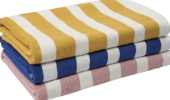 Beach towel 100x180 old gold/starwhite stripe GOTS