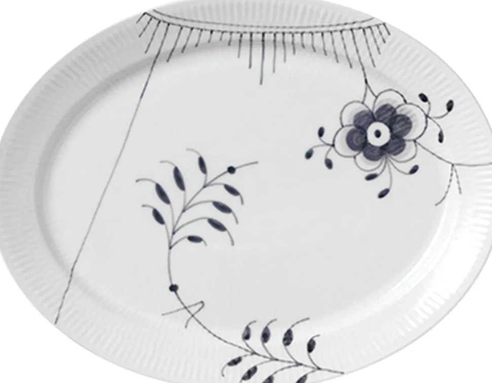Black Fluted Mega Dish Oval 35cm