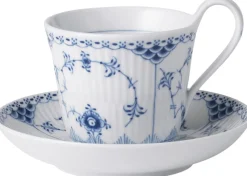 Blue Fluted HL Cup and Saucer 24cl