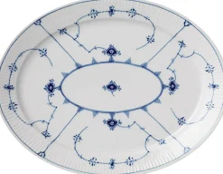 Blue Fluted Plain Dish Oval 35cm