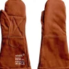 Brown - Heat Mittens - rawhide leather, with canvas