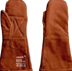 Brown - Heat Mittens - rawhide leather, with canvas