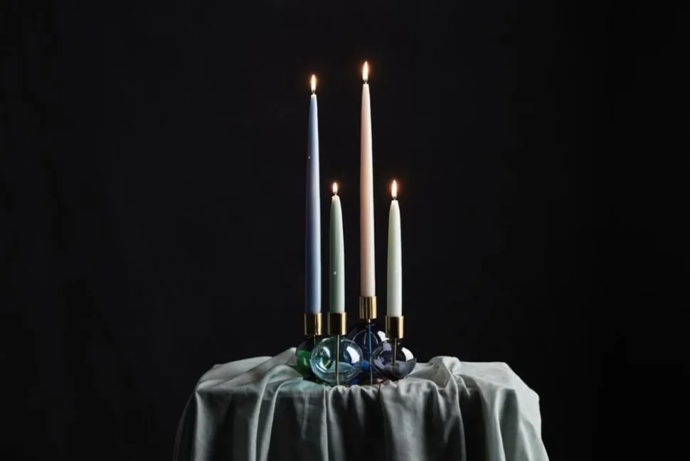 Bubble 4-armet lysestage Ø17. 5 cm blå/grøn