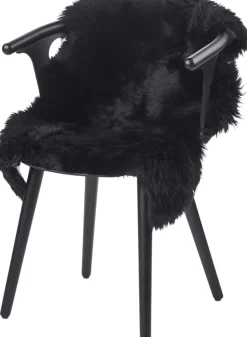 90cm-up New Zealand Sheepskin, Long Wool Black 90x60