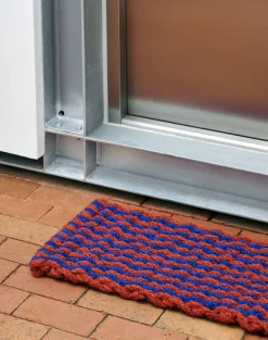 Coco Door Mat-Stripe Wave-Brown and navy