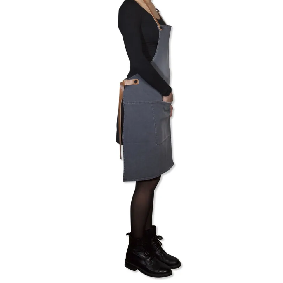 Demin forklæde BBQ Style Apron Washed Grey