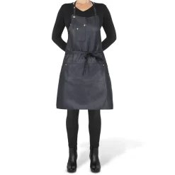 Five Pockets Apron, Slim Fit, Full Grain Leather Black