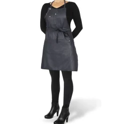 Five Pockets Apron, Slim Fit, Full Grain Leather Black