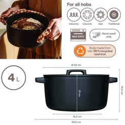 Folken Gryde emaljeret Støbejern 4L