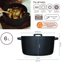 Folken Gryde emaljeret Støbejern 6L