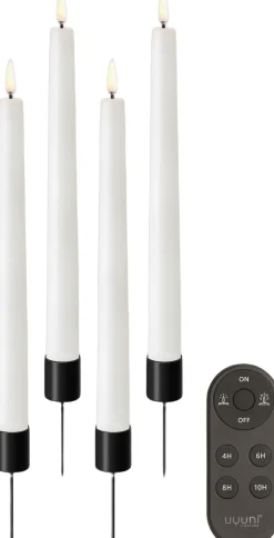 Giftbox w. spike, remote, LED taper candle, Nordic White, sm