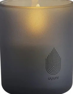 Glass Candle, Grey, 2-pack, 6x7 cm