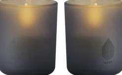 Glass Candle, Grey, 2-pack, 6x7 cm