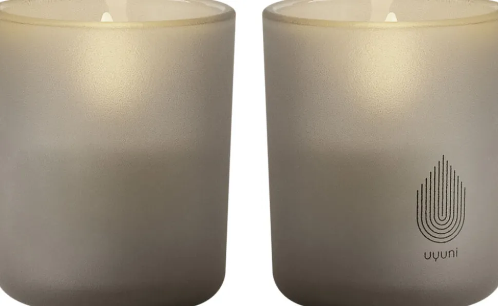 Glass Candle, Sandstone, 2-pack, 6x7 cm