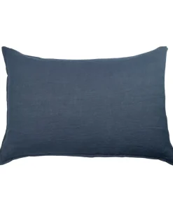 Hør vasket pude Mørkeblå 60x90