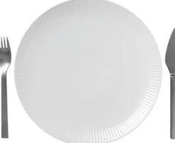 Hvid Riflet coupe 27 cm. tallerken