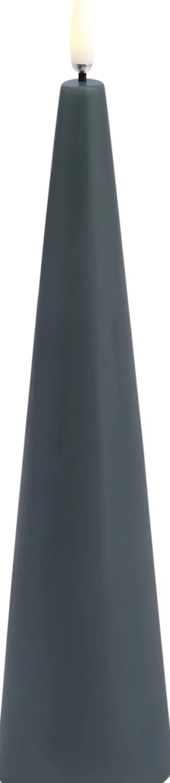 LED cone candle, Pine green, Smooth, 5,8x21,5 cm