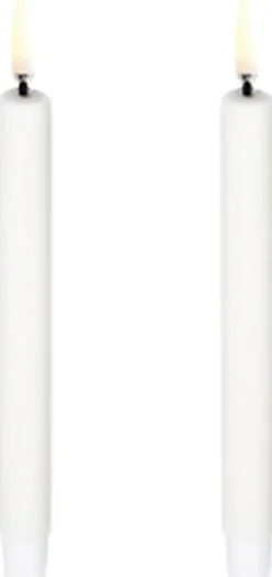 LED mini taper candle, Nordic white, Smooth, 2-pack,