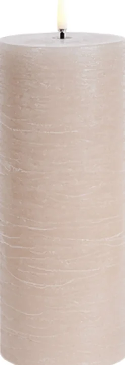 LED pillar candle, Beige, Rustic