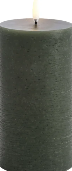 LED pillar candle, Olive green, Rustic, 7,8 x 15,2 cm 4/24