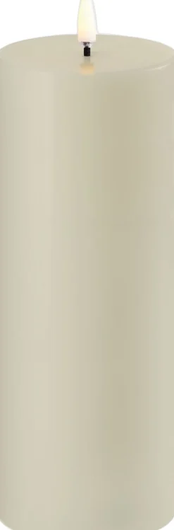 LED pillar candle, Oyster Grey, Smooth, 7,8x20 cm