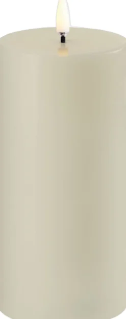 LED pillar candle, Oyster Grey, Smooth, 7,8x15 cm