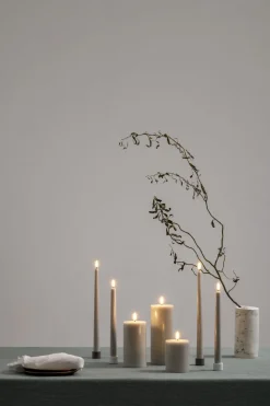 LED pillar candle, Oyster Grey, Smooth, 7,8x15 cm