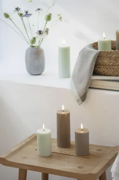 LED pillar candle, Sandstone, Smooth, 5,8x10,1 cm