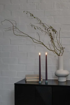 LED slim taper candle, Dusty Mulberry, Smooth, 2-pack, 2,3x3