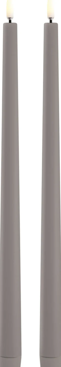 LED slim taper candle, Sandstone, Smooth, 2-pack, 2,3x32 cm