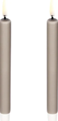 LED taper candle, Sandstone, Smooth, 1,3x13,8 cm / 2-pack