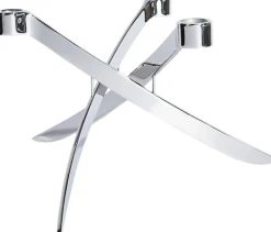 LIGHTARCH Candle Holder 3 arm Taper, Chrome 28 x 17 CM