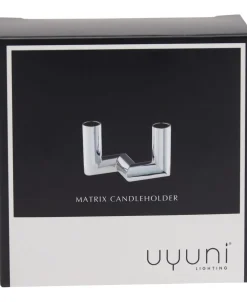 MATRIX Candle Holder - 2'arm Mini Taper - Chrome - 7,5 x 4,5