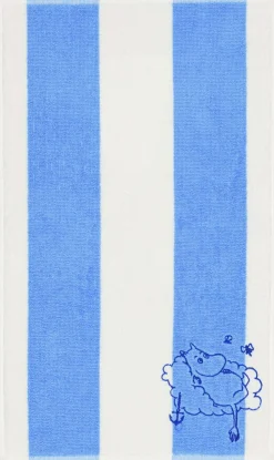 Moomin Arabia 30x50cm håndklæde Mumitrold blåstribet GOTS