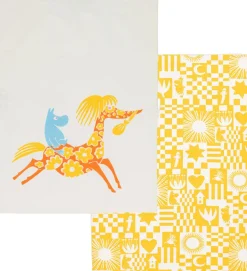 Moomin Arabia 50x70cm viskestykkesæt Fest gul GOTS