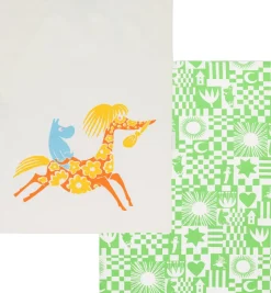 Moomin Arabia 50x70cm viskestykkesæt Fest grøn GOTS