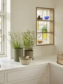 Palm Baskets Natural/Light green set of 2