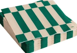Pattern Napkins-Set of 20 Cocktail-Off-white and green