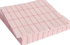 Pattern Napkins-Set of 20 Dinner-Light pink and red grid