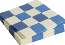 Pattern Napkins-Set of 20 Lunch-Off-white and blues M check