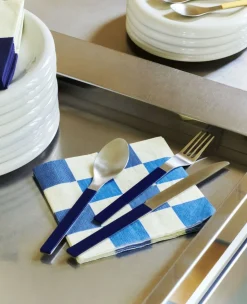 Pattern Napkins-Set of 20 Lunch-Off-white and blues M check