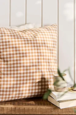 Pude Luca rustikbrun m/naturfarvede små tern