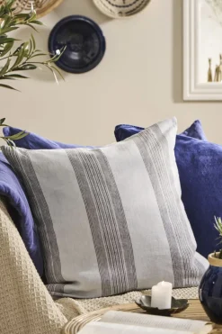 Pude lyseblå m/grå striber