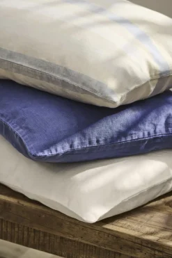 Pude natur m/hvide og lyseblå striber