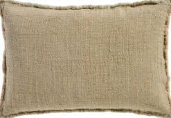 Pude natur m/smalle støvgrønne striber,