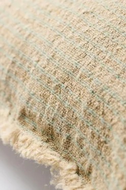 Pude natur m/smalle støvgrønne striber,